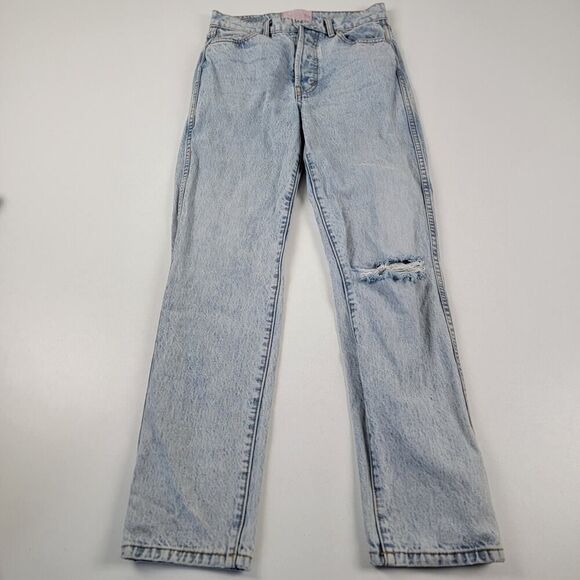 Revice Straight Leg Distressed Denim Jeans Size 27 Light Wash Button Fly Cotton - Picture 1 of 11